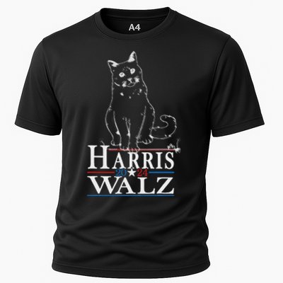 Harris Waltz 2024 Election Funny Cat Kamala Harris Tim Walz Cooling Performance Crew T-Shirt