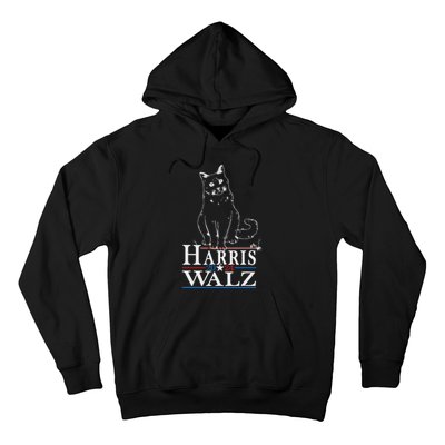 Harris Waltz 2024 Election Funny Cat Kamala Harris Tim Walz Hoodie