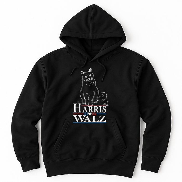 Harris Waltz 2024 Election Funny Cat Kamala Harris Tim Walz Hoodie