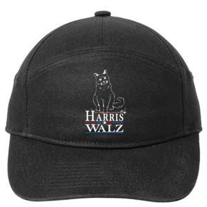 Harris Waltz 2024 Election Funny Cat Kamala Harris Tim Walz 7-Panel Snapback Hat