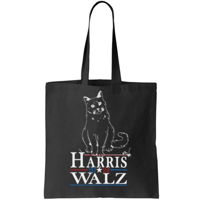 Harris Waltz 2024 Election Funny Cat Kamala Harris Tim Walz Tote Bag