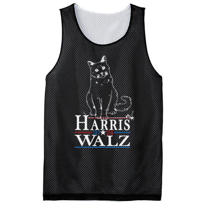 Harris Waltz 2024 Election Funny Cat Kamala Harris Tim Walz Mesh Reversible Basketball Jersey Tank