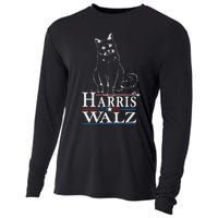 Harris Waltz 2024 Election Funny Cat Kamala Harris Tim Walz Cooling Performance Long Sleeve Crew