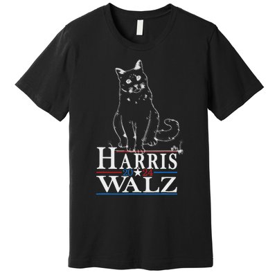 Harris Waltz 2024 Election Funny Cat Kamala Harris Tim Walz Premium T-Shirt