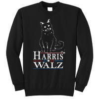 Harris Waltz 2024 Election Funny Cat Kamala Harris Tim Walz Tall Sweatshirt