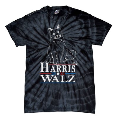 Harris Waltz 2024 Election Funny Cat Kamala Harris Tim Walz Tie-Dye T-Shirt