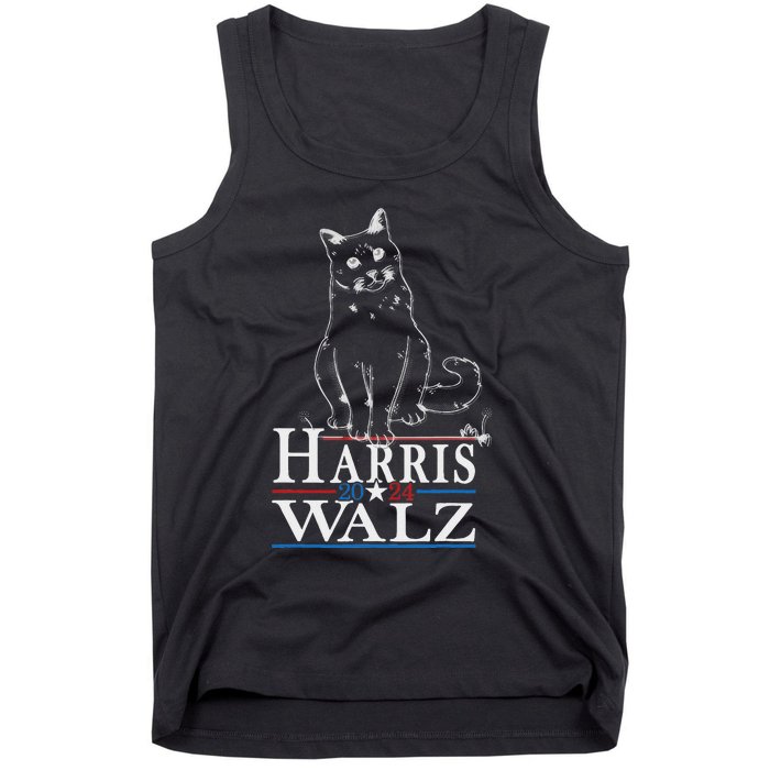 Harris Waltz 2024 Election Funny Cat Kamala Harris Tim Walz Tank Top