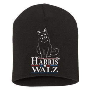 Harris Waltz 2024 Election Funny Cat Kamala Harris Tim Walz Short Acrylic Beanie