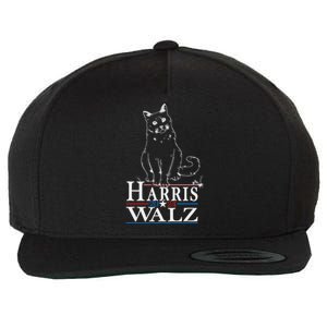 Harris Waltz 2024 Election Funny Cat Kamala Harris Tim Walz Wool Snapback Cap