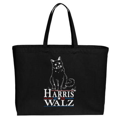 Harris Waltz 2024 Election Funny Cat Kamala Harris Tim Walz Cotton Canvas Jumbo Tote