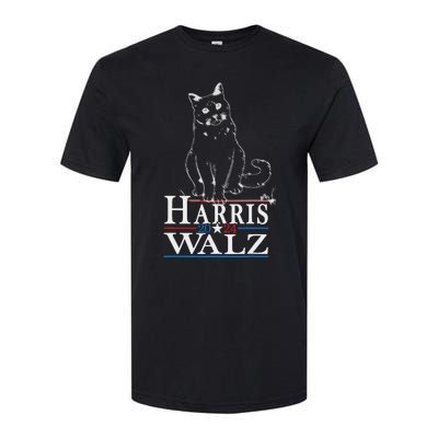 Harris Waltz 2024 Election Funny Cat Kamala Harris Tim Walz Softstyle CVC T-Shirt