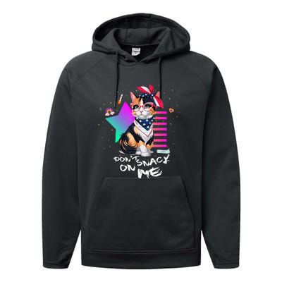 Harris Walz 2024 Support DonT Snack On Me Cat Performance Fleece Hoodie