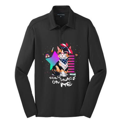 Harris Walz 2024 Support DonT Snack On Me Cat Silk Touch Performance Long Sleeve Polo