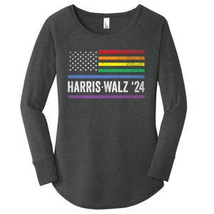 Harris Walz 2024 Election Kamala Tim Waltz American Lgbt Women's Perfect Tri Tunic Long Sleeve Shirt