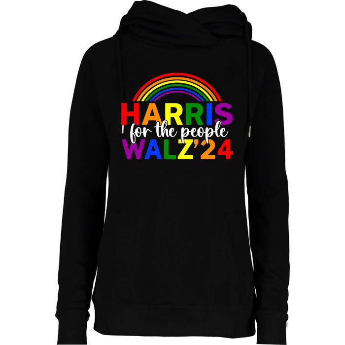 Harris Waltz 2024 For The People Lgbt Kamala Harris Womens Funnel Neck Pullover Hood