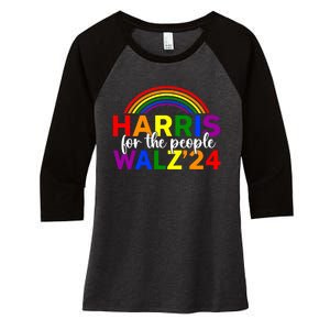 Harris Waltz 2024 For The People Lgbt Kamala Harris Women's Tri-Blend 3/4-Sleeve Raglan Shirt