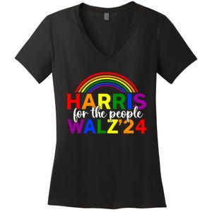 Harris Waltz 2024 For The People Lgbt Kamala Harris Women's V-Neck T-Shirt