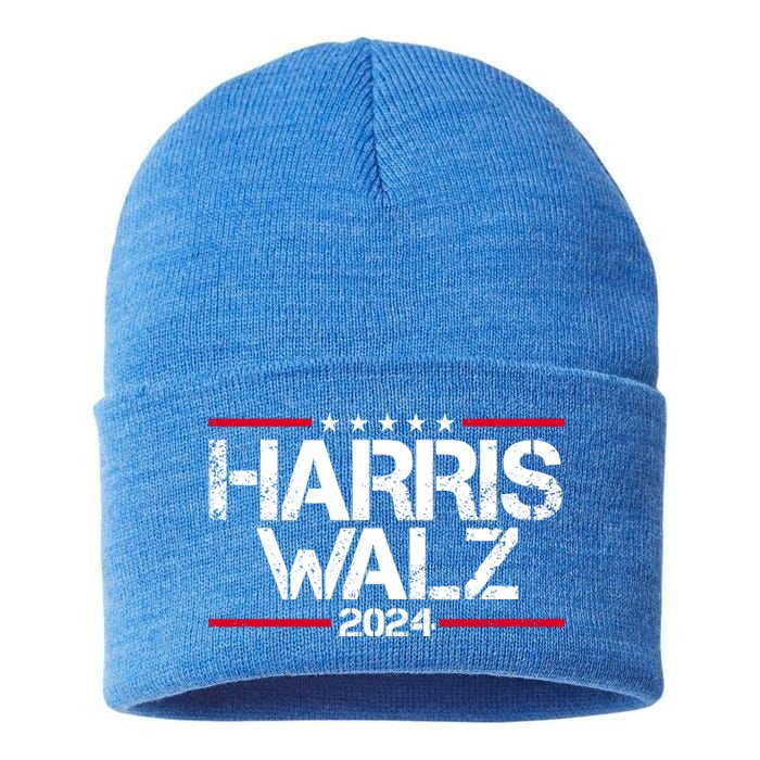 Harris Walz 2024 Vintage Eleciton Sustainable Knit Beanie