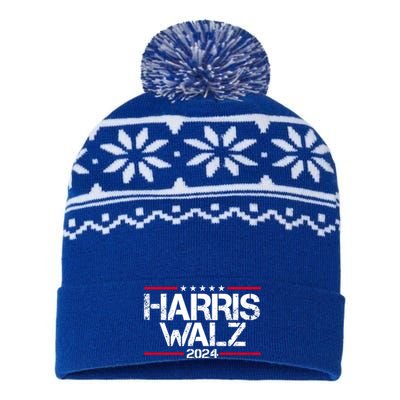 Harris Walz 2024 Vintage Eleciton USA-Made Snowflake Beanie