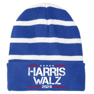 Harris Walz 2024 Vintage Eleciton Striped Beanie with Solid Band