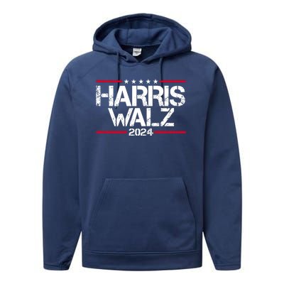 Harris Walz 2024 Vintage Eleciton Performance Fleece Hoodie