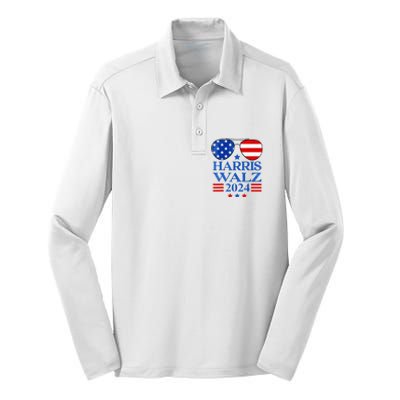 Harris Waltz 2024 Election Kamala Harris Tim Waltz 2024 Silk Touch Performance Long Sleeve Polo