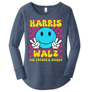 Harris Walz 2024 For Kamala The Futures Bright Waltz Women's Perfect Tri Tunic Long Sleeve Shirt