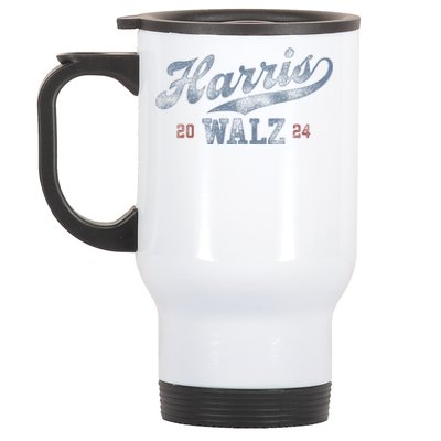 Harris Waltz 2024 Baseball Script Women Harris Waltz 2024 Stainless Steel Travel Mug