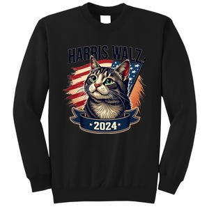 Harris Walz 2024 Funny Cat Kamala Harris Tim Walz Waltz Sweatshirt