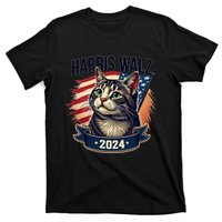 Harris Walz 2024 Funny Cat Kamala Harris Tim Walz Waltz T-Shirt