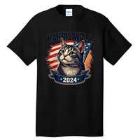 Harris Walz 2024 Funny Cat Kamala Harris Tim Walz Waltz Tall T-Shirt