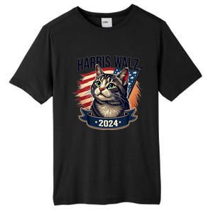 Harris Walz 2024 Funny Cat Kamala Harris Tim Walz Waltz Tall Fusion ChromaSoft Performance T-Shirt