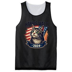 Harris Walz 2024 Funny Cat Kamala Harris Tim Walz Waltz Mesh Reversible Basketball Jersey Tank