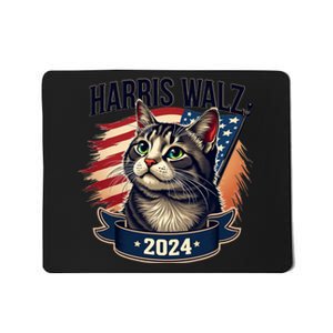 Harris Walz 2024 Funny Cat Kamala Harris Tim Walz Waltz Mousepad