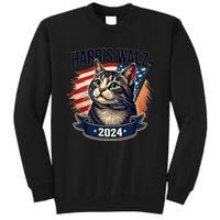 Harris Walz 2024 Funny Cat Kamala Harris Tim Walz Waltz Tall Sweatshirt