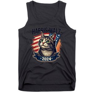 Harris Walz 2024 Funny Cat Kamala Harris Tim Walz Waltz Tank Top