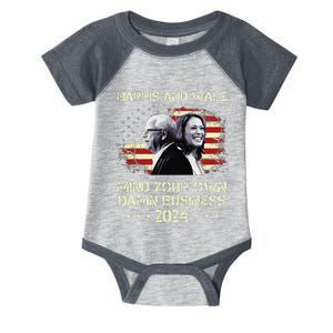 Harris & Walz 2024 American Flag Mind Your Own Damn Business Infant Baby Jersey Bodysuit