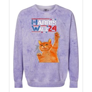 Harris Waltz 2024 Cat Funny Vp Vice President Election Colorblast Crewneck Sweatshirt