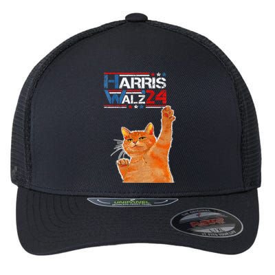 Harris Waltz 2024 Cat Funny Vp Vice President Election Flexfit Unipanel Trucker Cap