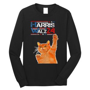 Harris Waltz 2024 Cat Funny Vp Vice President Election Long Sleeve Shirt