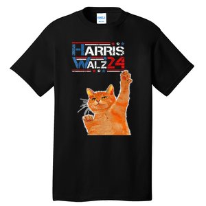 Harris Waltz 2024 Cat Funny Vp Vice President Election Tall T-Shirt