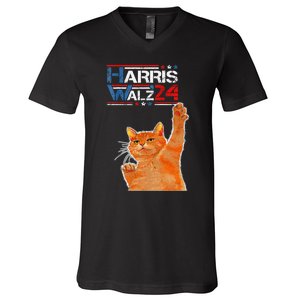 Harris Waltz 2024 Cat Funny Vp Vice President Election V-Neck T-Shirt