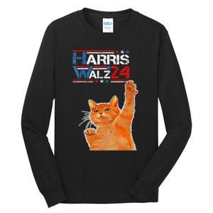 Harris Waltz 2024 Cat Funny Vp Vice President Election Tall Long Sleeve T-Shirt