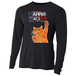 Harris Waltz 2024 Cat Funny Vp Vice President Election Cooling Performance Long Sleeve Crew