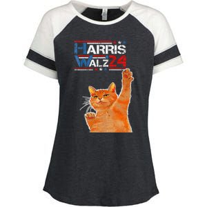 Harris Waltz 2024 Cat Funny Vp Vice President Election Enza Ladies Jersey Colorblock Tee