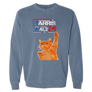 Harris Waltz 2024 Cat Funny Vp Vice President Election Garment-Dyed Sweatshirt