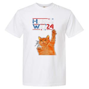 Harris Waltz 2024 Cat Funny Vp Vice President Election Garment-Dyed Heavyweight T-Shirt