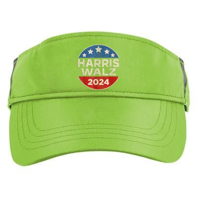 Harris Walz 2024 Kamala Harris Tim Waltz Vintage Retro Button Election Apparel Adult Drive Performance Visor