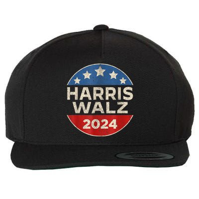 Harris Walz 2024 Kamala Harris Tim Waltz Vintage Retro Button Election Apparel Wool Snapback Cap