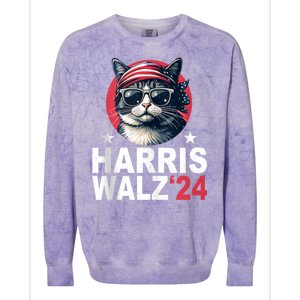 Harris Waltz 2024 Cat Lady Kamala Harris Tim Walz Waltz Colorblast Crewneck Sweatshirt